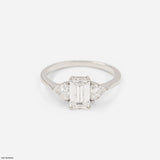 1.75 Carat Emerald Cut Trinity Lab Diamond Ring 14K White Gold