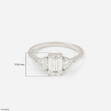 1.75 Carat Emerald Cut Trinity Lab Diamond Ring 14K White Gold