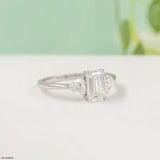 1.75 Carat Emerald Cut Trinity Lab Diamond Ring 14K White Gold