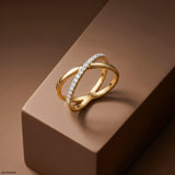 0.18 Carat Eternal X Criss Cross Lab Diamond Band Ring 14K Yellow Gold