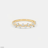 0.20 Carat Shiny Wave Round Diamond Ring 14K Yellow Gold