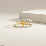 0.60 Carat Nova liner Oval Yellow Color Diamond Ring 9K Yellow Gold