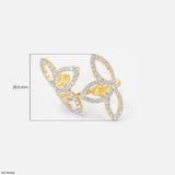 0.95 Carat Nova liner Oval Yellow Color Diamond Ring 9K Yellow Gold