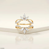 1 Carat Floral Spark Round Solitaire Diamond Ring 14K Yellow Gold