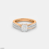 Exquisite Emerald Solitaire Diamond Ring Platinum 950