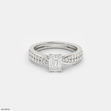 Exquisite Emerald Solitaire Diamond Ring Platinum 950