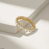 Velvet Glow Emerald Diamond Ring 9K Yellow Gold