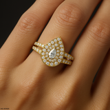 1 Carat Twilight Teardrop Rings 14K Rose Gold