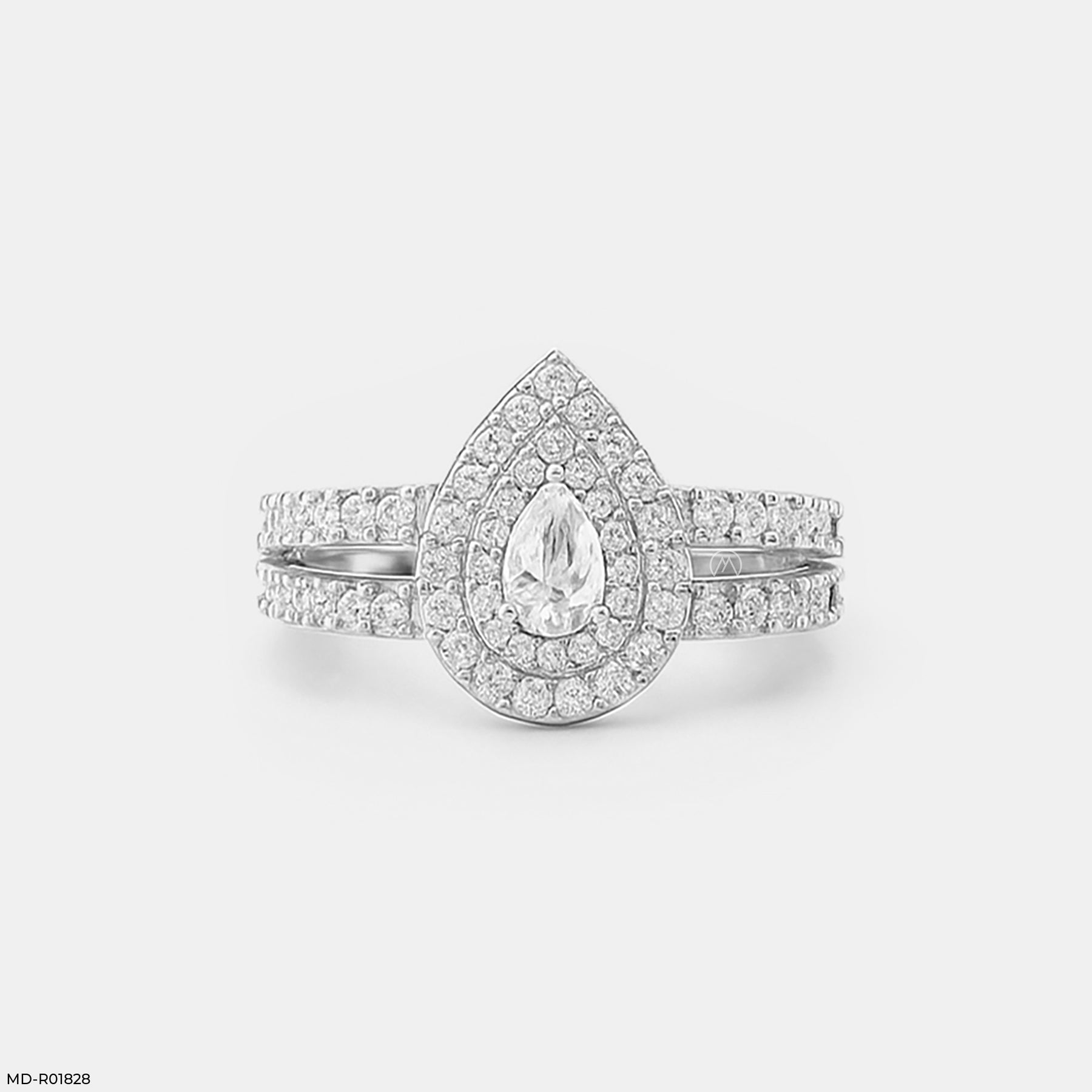 1 Carat Twilight Teardrop Rings 14K White Gold