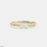 Solitaire Emerald Pave Band Ring 9K Yellow Gold