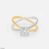 1 Carat Solitaire Lab Diamond Criss Cross Ring 18K Yellow Gold