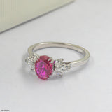 Floral Gemstone Cluster Ring 9K White Gold