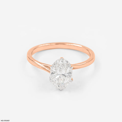 1 Carat Oval Solitaire Elysian Ring 14K Rose Gold