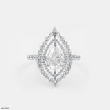 The Double Halo Teardrop Ring 9K White Gold