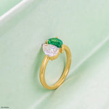Toi Et Moi Solitaire Emerald Diamond Ring 18K Rose Gold