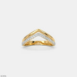 Dual Tone Chevron Diamond Ring 9K Rose Gold