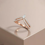Twin Line Pear Diamond Ring 9K Rose Gold
