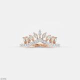 Marquise Crown Diamond Ring 9K Yellow Gold