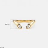 Open Cuff Flame Vanki Diamond Ring 9K Yellow Gold