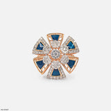 Kinetic Enameling Cluster Diamond Cocktail Ring Platinum 950
