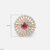 Clusters Ruby Floral Diamond Cocktail Ring Platinum 950