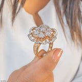 Gilded Cluster Petal Diamond Cocktail Ring Platinum 950