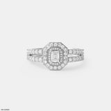 Emerald Cut Diamond Double Halo Ring 14K Yellow Gold