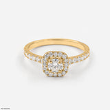 Cushion Halo Ring 14K Yellow Gold