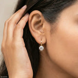 Oria Dangling Round Solitaire Hoops Earrings 9K Rose Gold