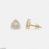 0.80 Carat Spark Trigon Solitaire Lab Diamond Studs 14K Yellow Gold