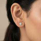 Twisted Knot Cluster Diamond Earrings 9K White Gold