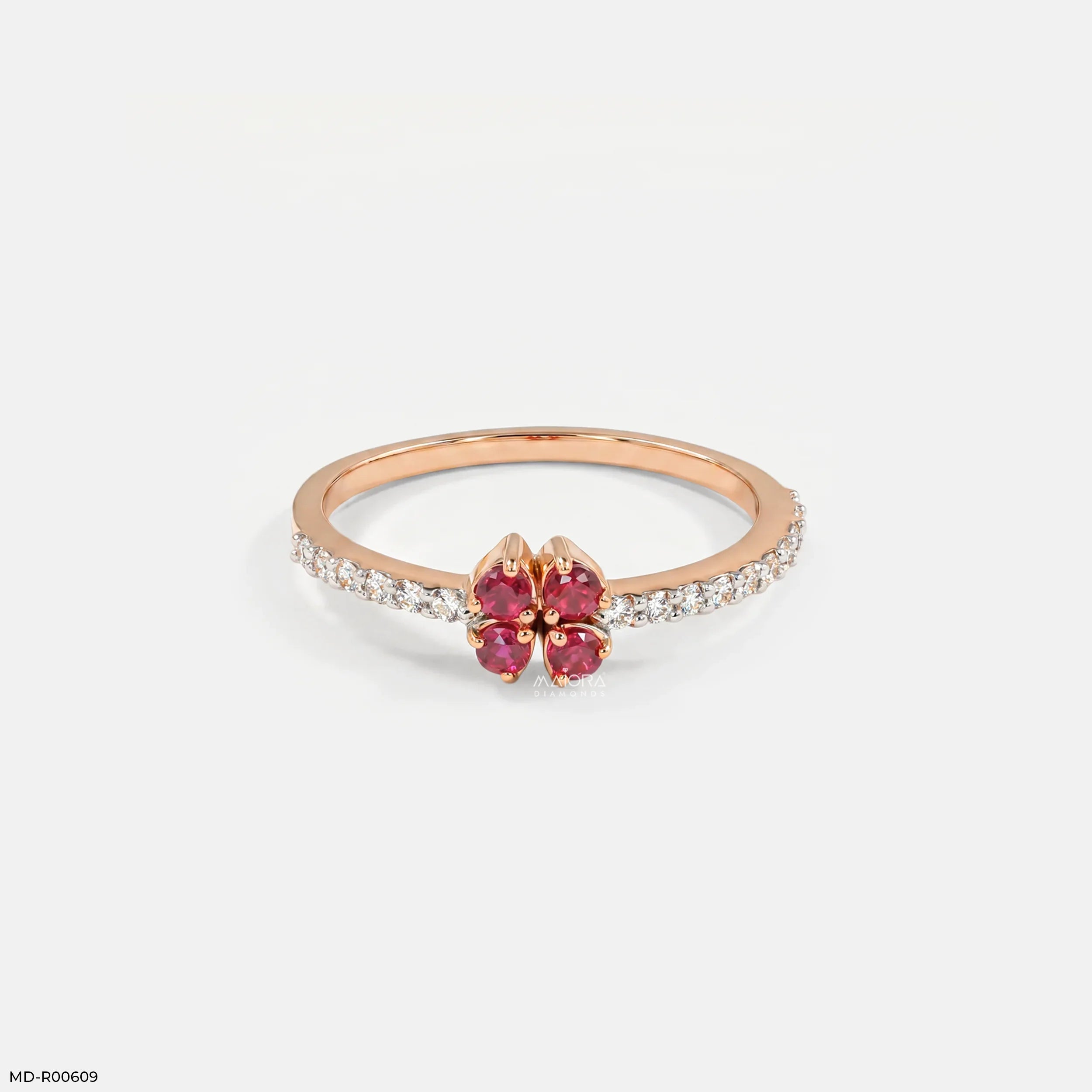 0.13 Carat Ruby Petal Lab Grown Diamond Ring in 14K Rose Gold