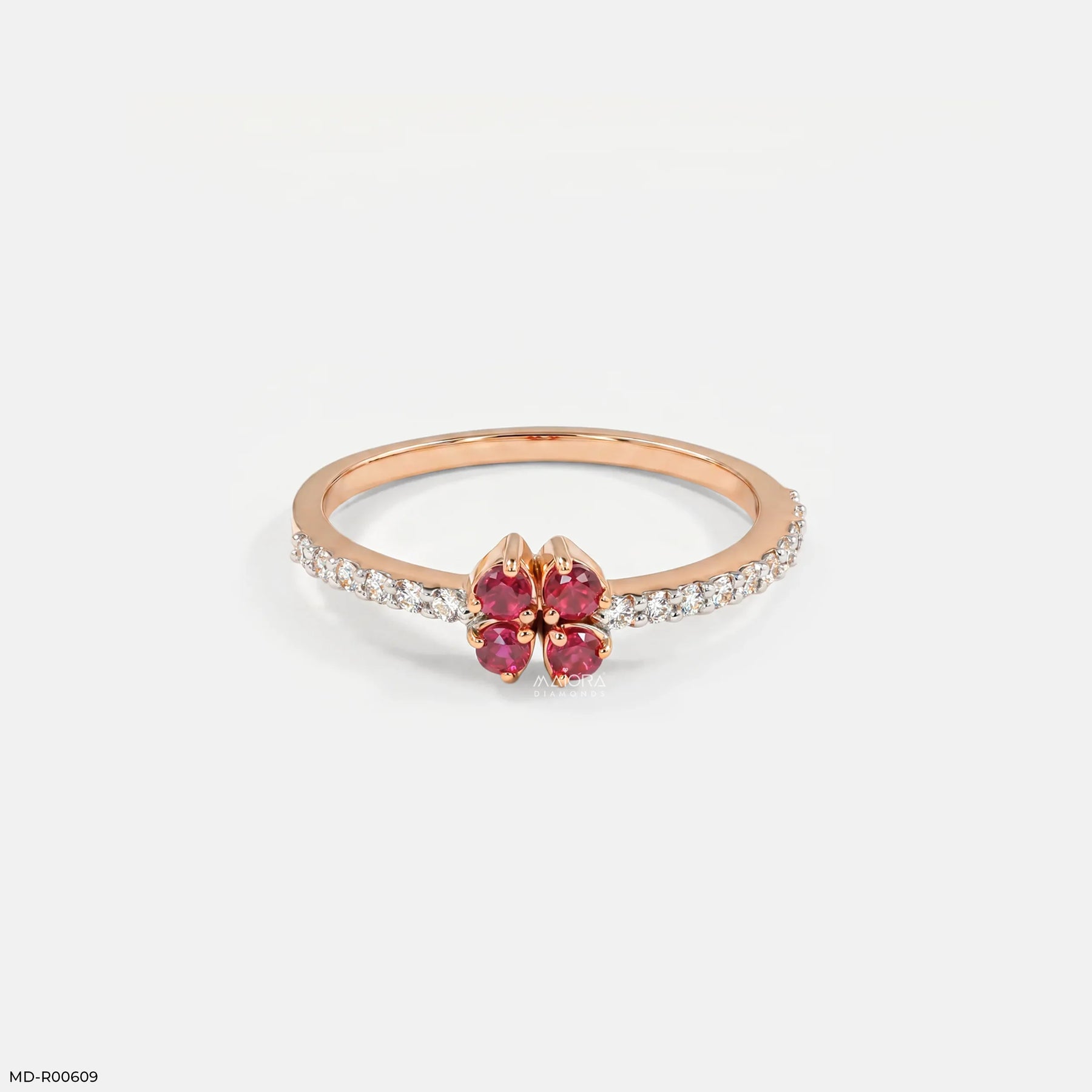 0.13 Carat Rose Petal Lab Grown Diamond Band Ring in 14K Rose Gold