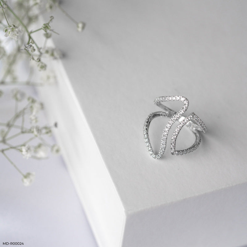 Skinny Statement Diamond Rings 14K Rose Gold