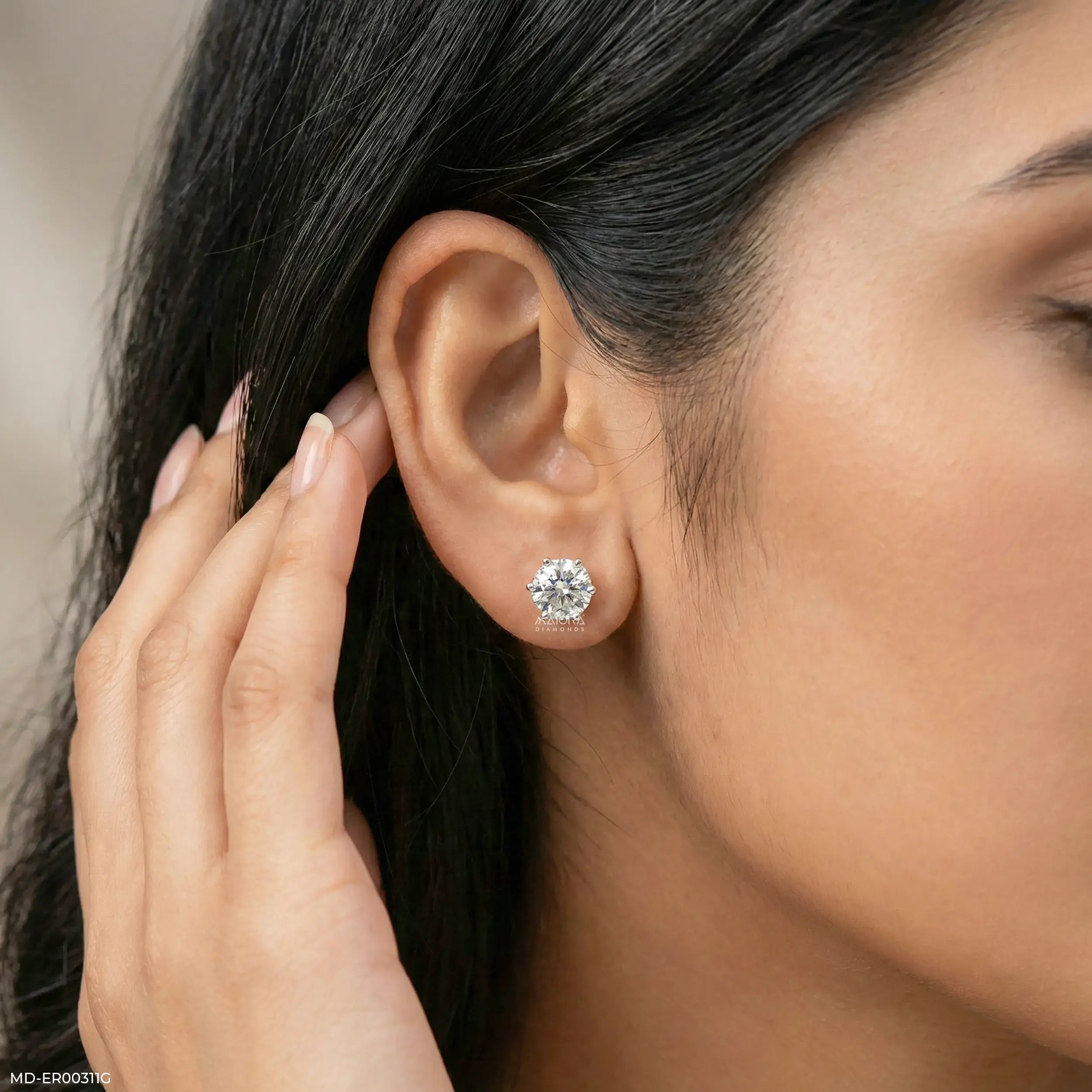 4 Carat Round Classic Solitaire Stud