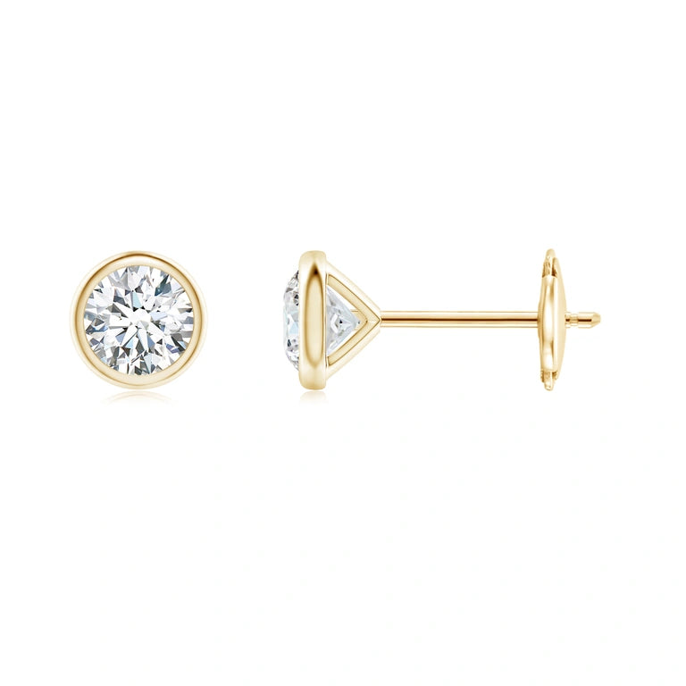 Bezel-Set Diamond Martini Stud Earrings 18K Yellow Gold