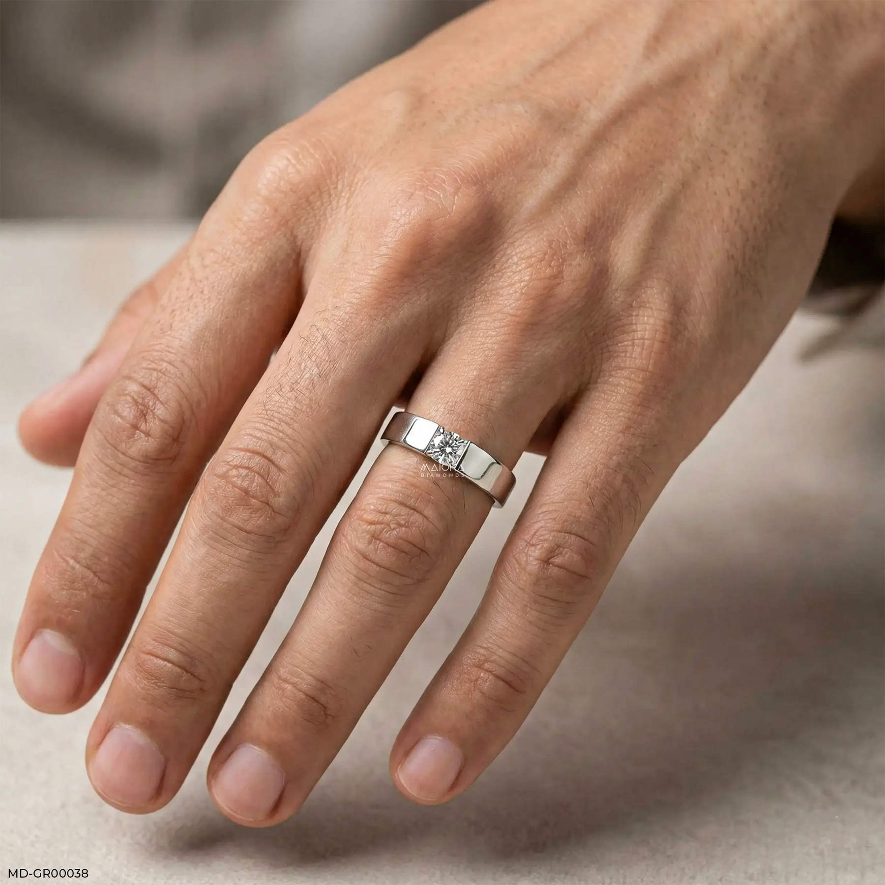 Apex Glam Solitaire Diamond Ring 18K White Gold