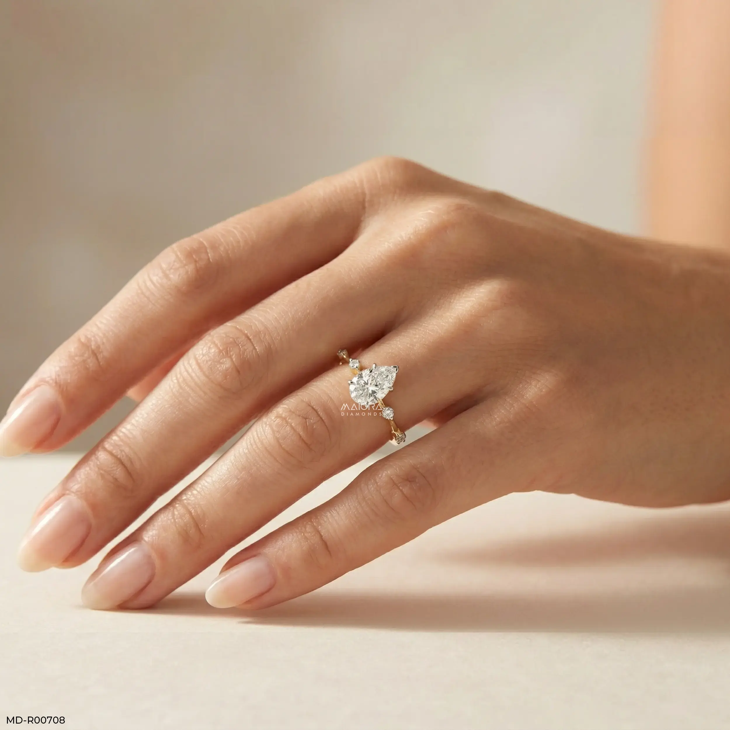 Avyra Pear Solitaire Diamond Ring 9K Yellow Gold