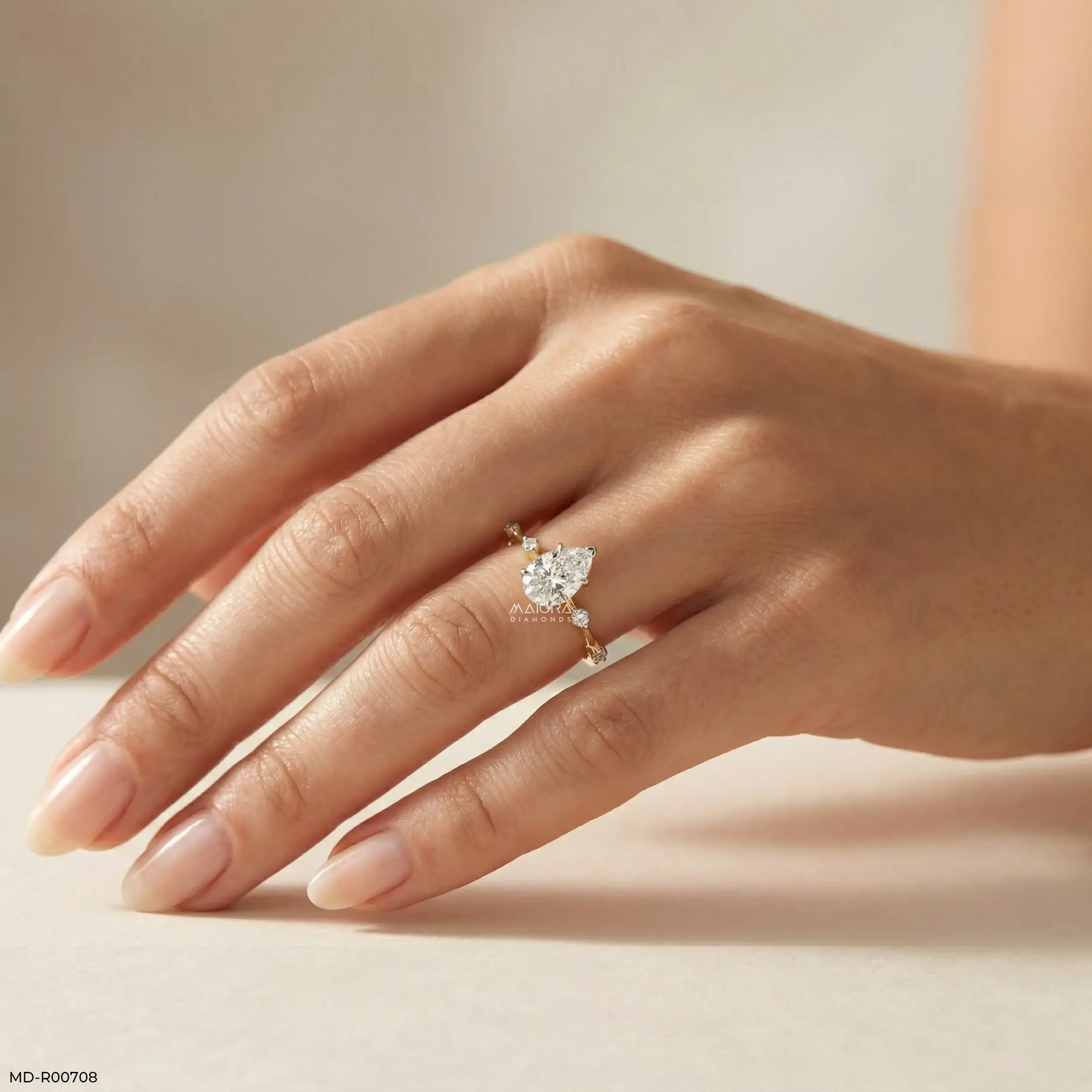 Avyra Pear Solitaire Diamond Ring Platinum 950