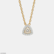 0.50 Carat Azure Trillion Halo Solitare Lab Diamond Pendant 14K Yellow Gold