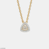0.50 Carat Azure Trillion Halo Solitare Lab Diamond Pendant 14K Yellow Gold