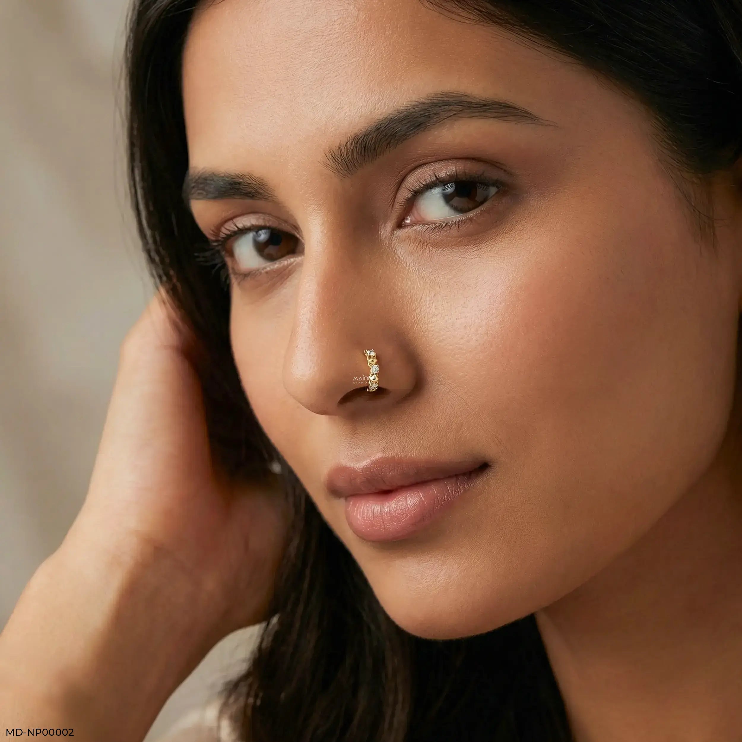 Celestial Path Lab Diamond Nosepin 14K Yellow Gold