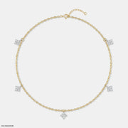 Geometric Quad Charm Diamond Necklace