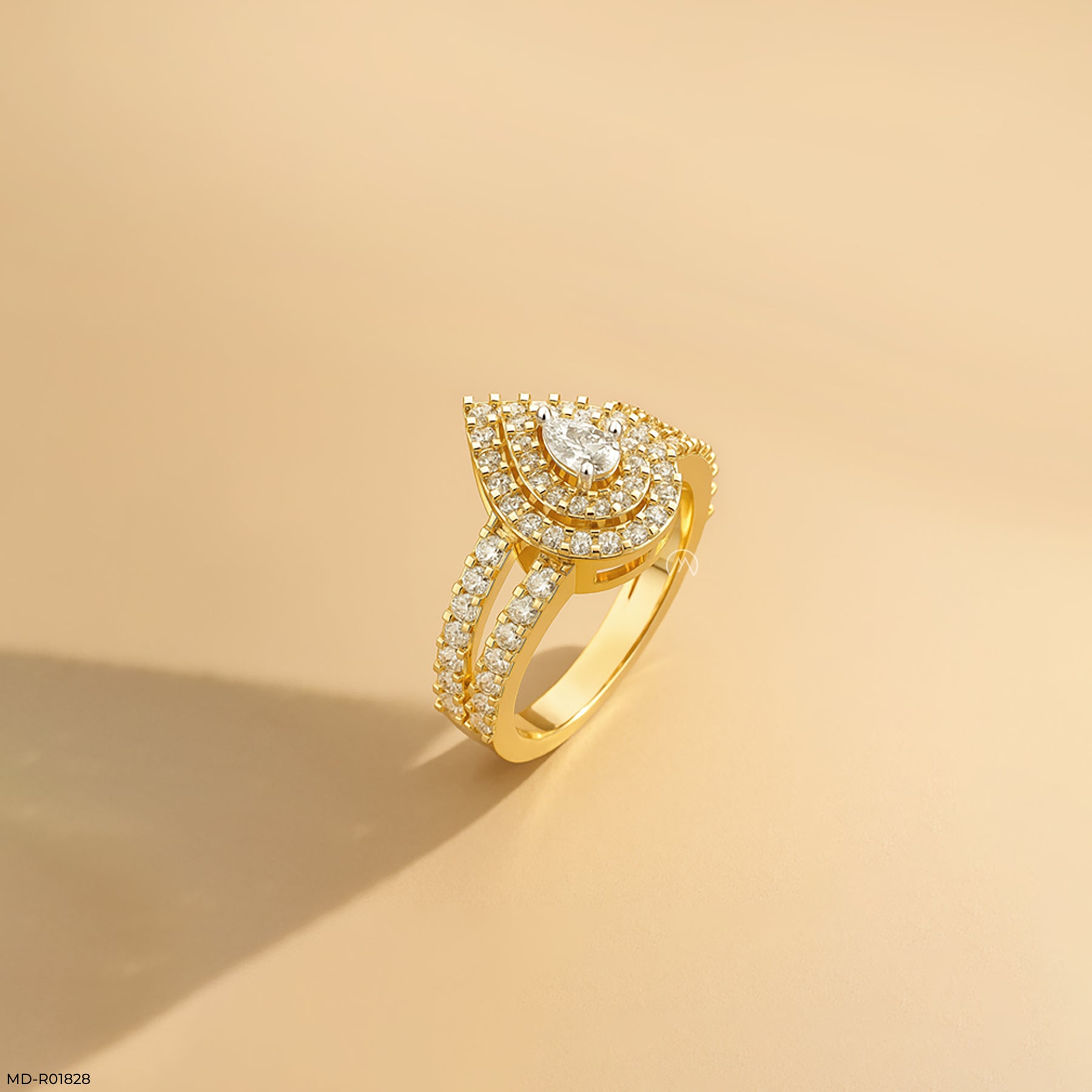 1 Carat Twilight Teardrop Rings 14K Rose Gold