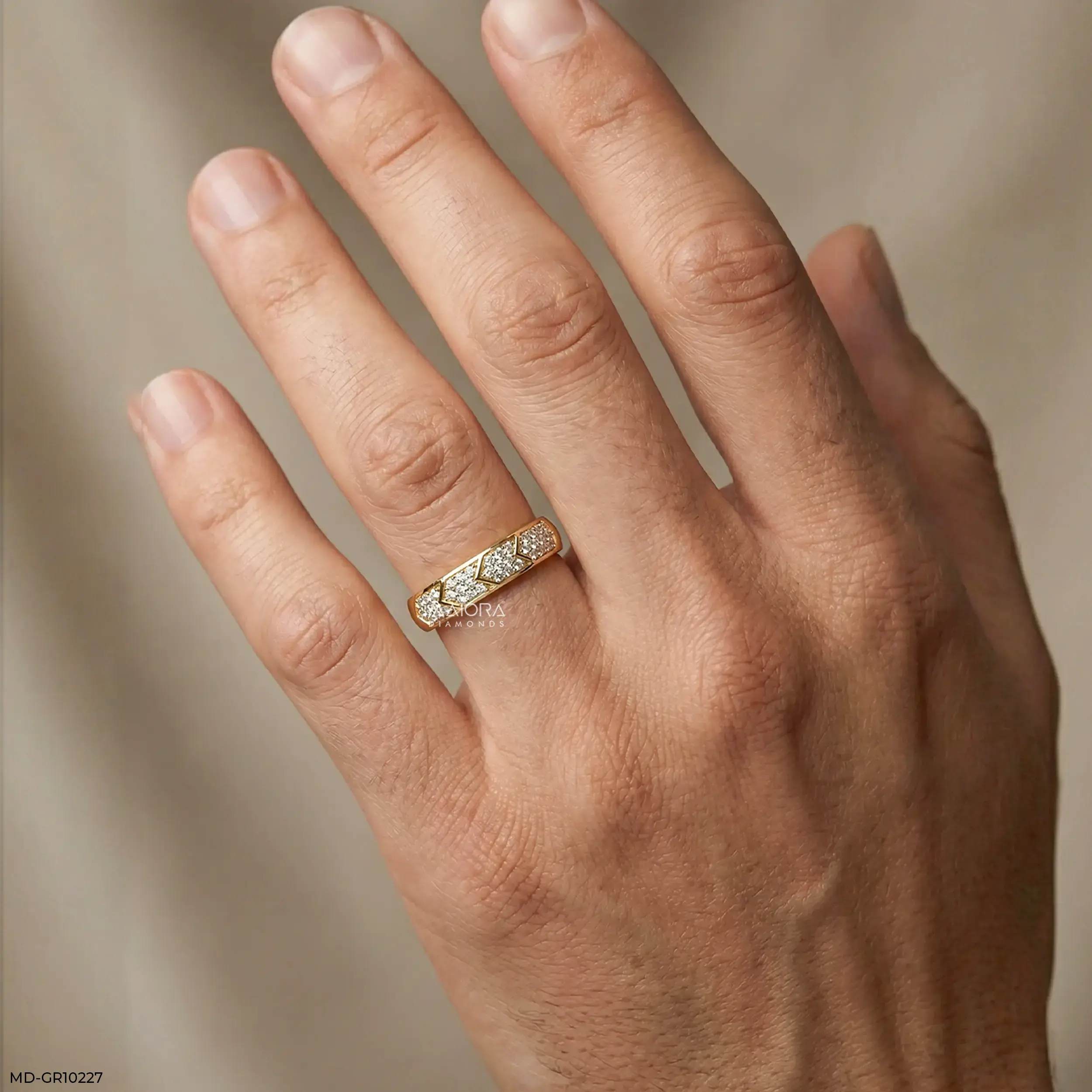 Chevron Mosaic Mens Diamond Ring