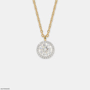 1.65 Carat Circlet Round Lab Diamond Solitaire Pendant in 14K Yellow Gold