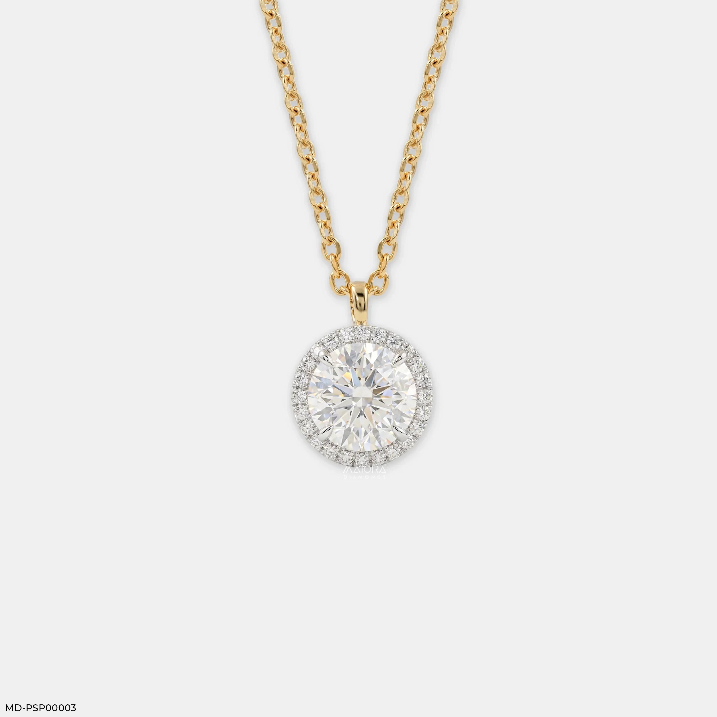1.65 Carat Circlet Round Lab Diamond Solitaire Pendant in 14K Yellow Gold