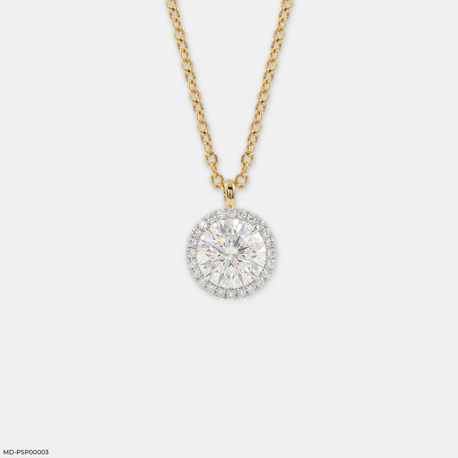 1.65 Carat Circlet Round Lab Diamond Solitaire Pendant in 14K Yellow Gold