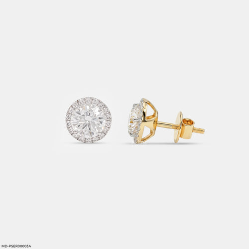 2.35 Carat Round Orbital Solitaire Stud Diamond Earrings