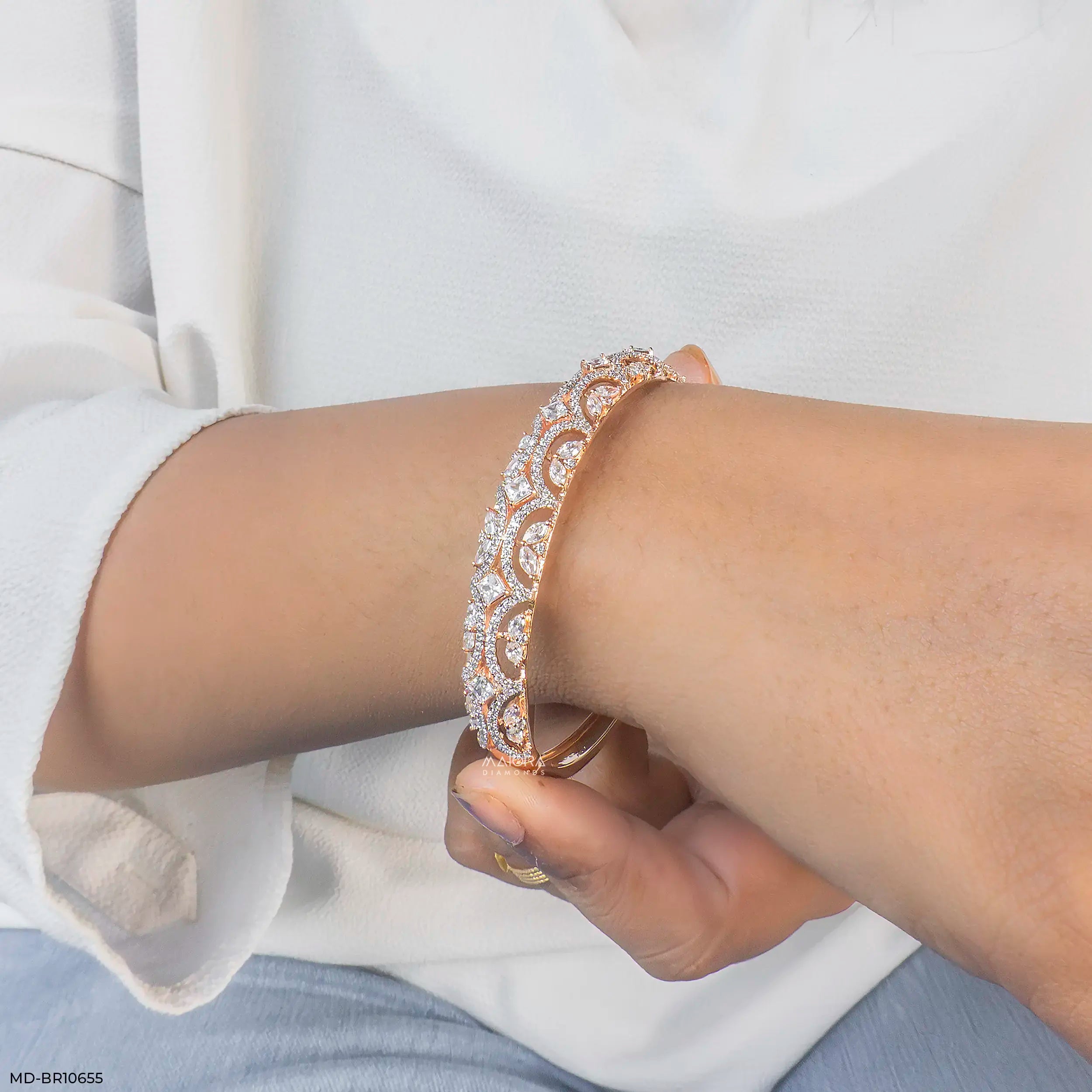 Cosmic Lattice Diamond Kada Bracelet